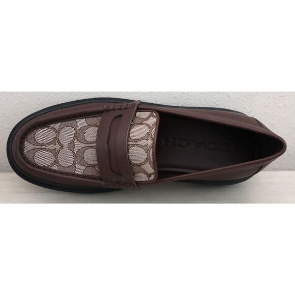 Coach CC833 Men's Sz 8D Brown Signature Jacquard Leather Brooks Loafers - Picture 8 of 13
